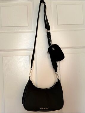 Steve Madden Black Crossbody Bag with Removable Mini Pouch
